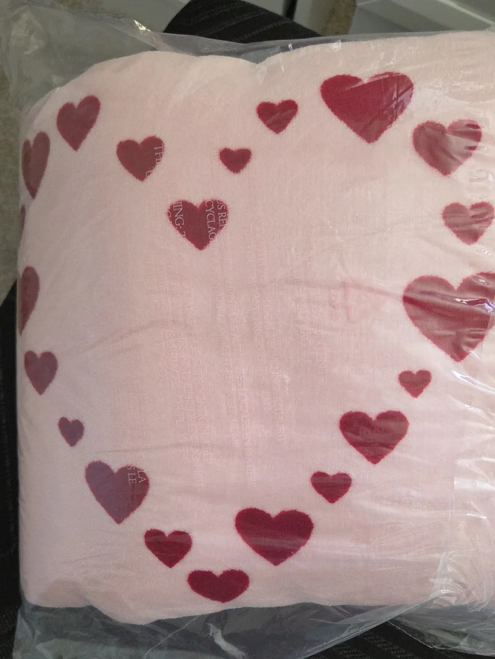 Victoria's Secret Pink Plush Throw with Red Heart Pattern
